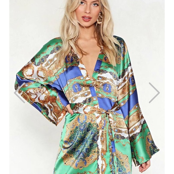 silk kimono wrap dress
